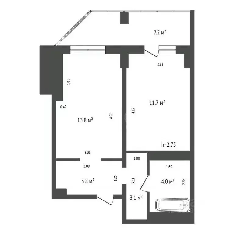 1-к кв. Красноярский край, Красноярск ул. Шахтеров, 38 (36.0 м) - Фото 2