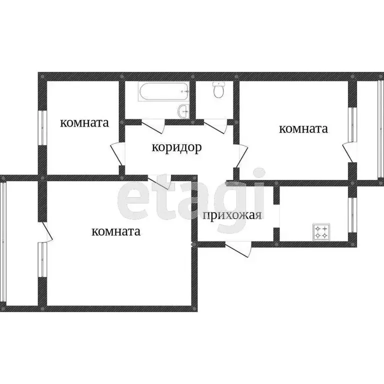 3-комнатная квартира: Златоуст, квартал Северо-Запад, 2-й квартал, 23 ... - Фото 1
