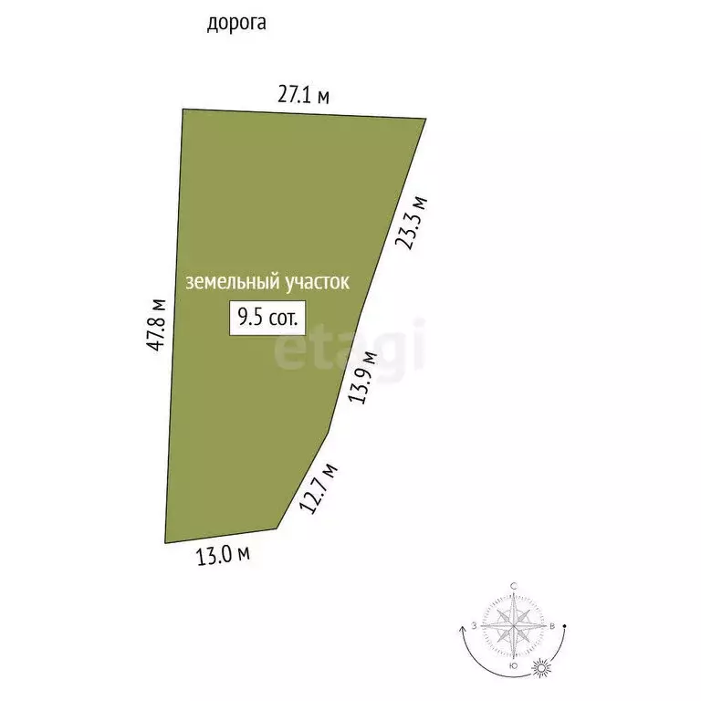 Участок в Плотинное, Заречная улица (9.5 м) - Фото 0