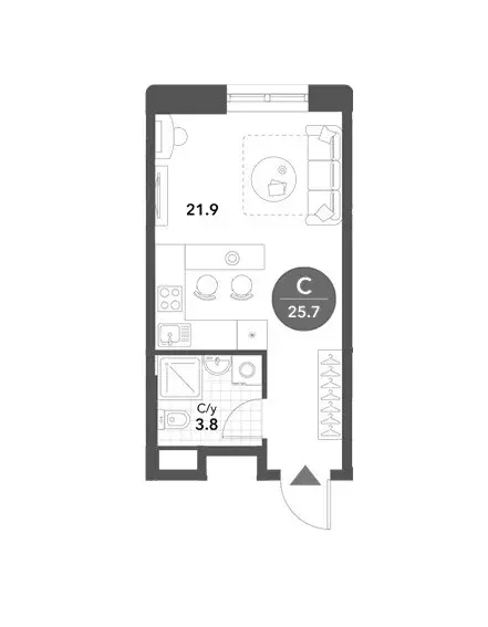 Продаётся квартира-студия, 25.7 м - Фото 0