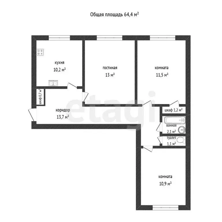 3-комнатная квартира: Иркутск, улица Добролюбова, 1 (64.4 м) - Фото 1