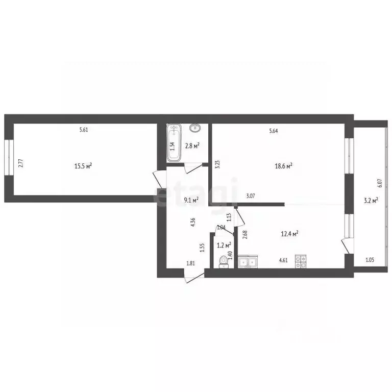 2-к кв. Забайкальский край, Чита ул. Бутина, 115к2 (60.2 м) - Фото 2