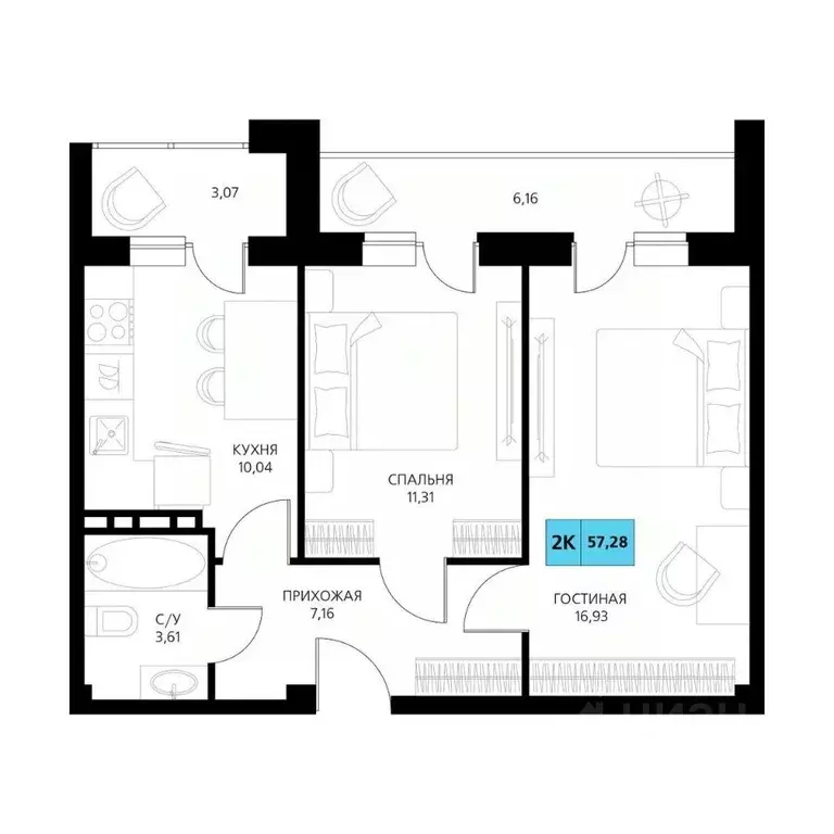 2-к кв. Дагестан, Дербент  (58.28 м) - Фото 1