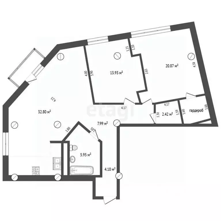 3-к кв. Тюменская область, Тюмень ул. 50 лет ВЛКСМ, 13 (87.0 м) - Фото 2