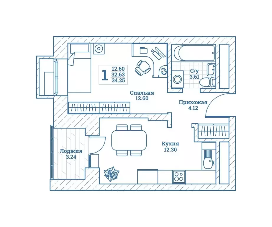 1-комнатная квартира: Монино, улица Генерала Ковачевича, 10к2 (34.1 м) - Фото 1