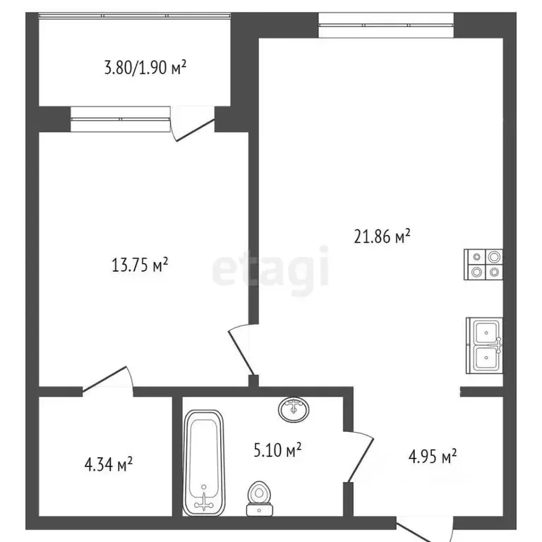 1-к кв. Тюменская область, Тюмень Ямская ул., 159с1/4 (51.99 м) - Фото 1