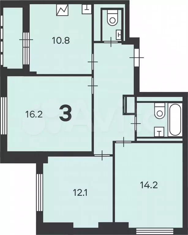 Аукцион: 3-к. квартира, 68,7 м, 2/17 эт. - Фото 0