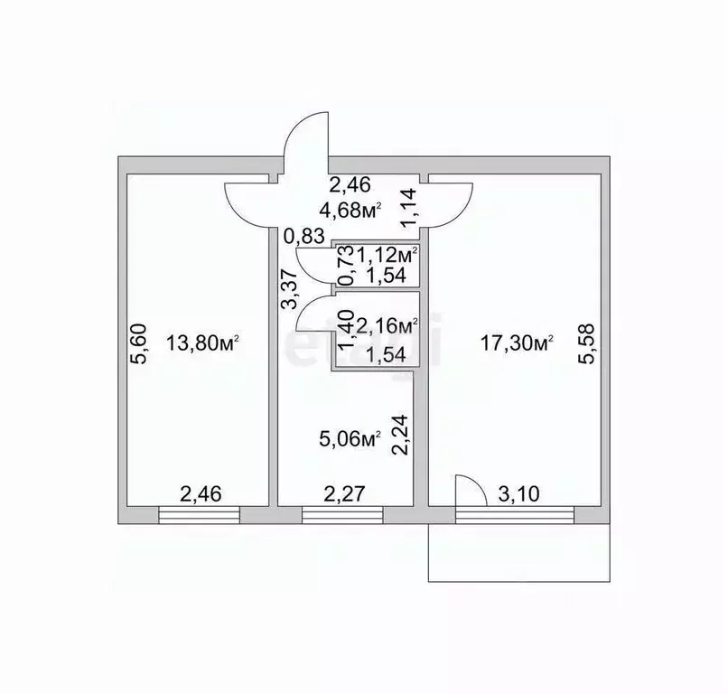 2-к кв. Иркутская область, Иркутск Байкальская ул., 203 (44.1 м) - Фото 1
