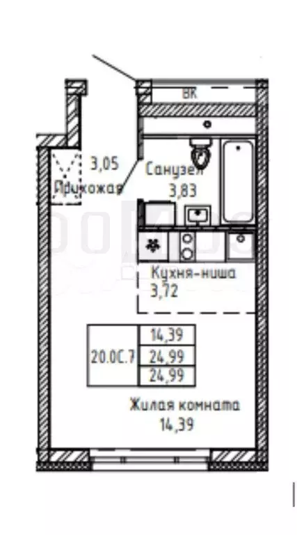 Квартира-студия, 25 м, 20/28 эт. - Фото 0