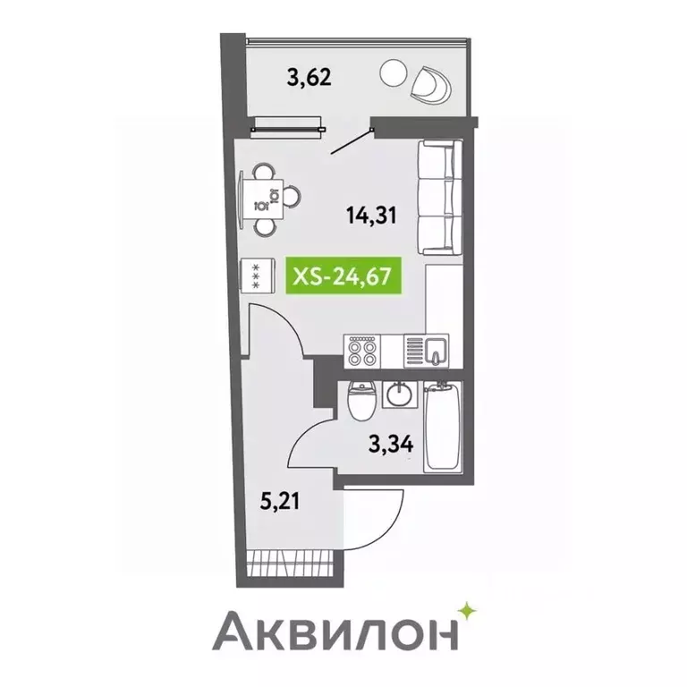 Студия Санкт-Петербург бул. Головнина, 4 (25.2 м) - Фото 0