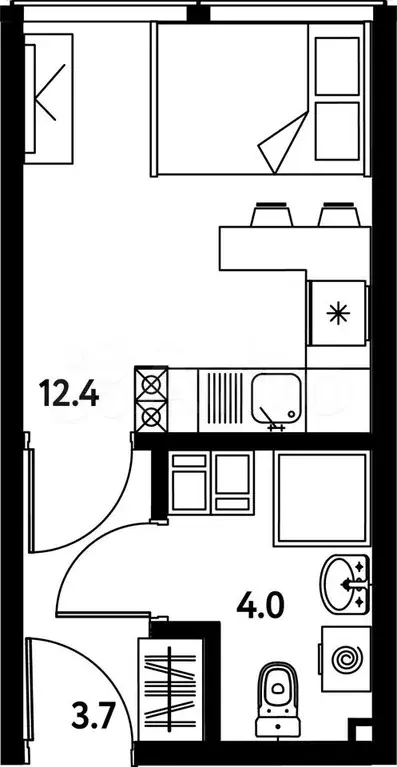 Апартаменты-студия, 20,2 м, 4/10 эт. - Фото 0