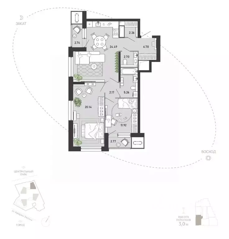 2-к кв. Тульская область, Тула ул. Фридриха Энгельса, 70А (81.25 м) - Фото 0
