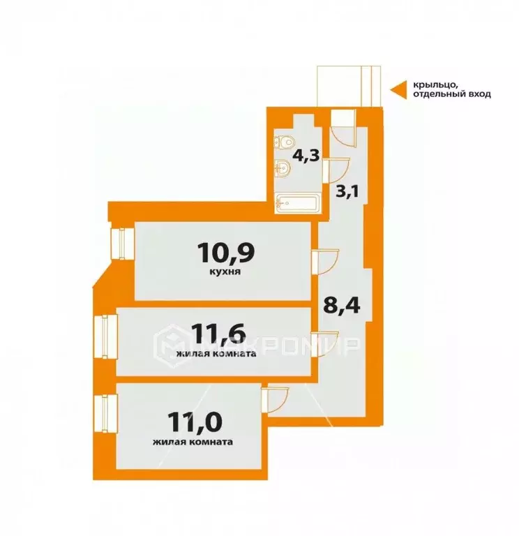 2-к кв. Санкт-Петербург 15-я Васильевского острова линия, 48 (49.3 м) - Фото 2
