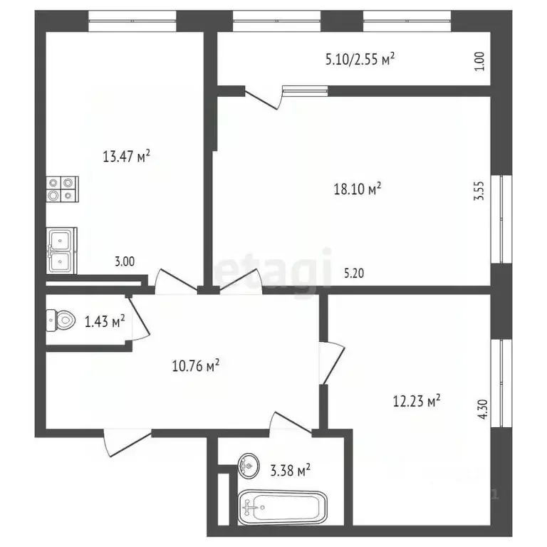 2-к кв. Ростовская область, Ростов-на-Дону ул. Зорге, 11 (61.92 м) - Фото 1