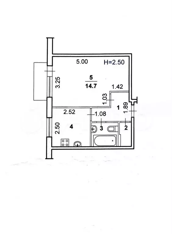 1-к. квартира, 28,4 м, 5/5 эт. - Фото 0