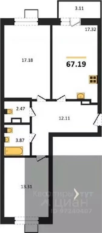 2-к кв. Воронежская область, Рамонский район, Яменское с/пос, пос. ... - Фото 1