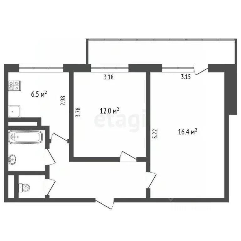 2-к кв. Белгородская область, Белгород ул. 5 Августа, 44 (45.3 м) - Фото 0