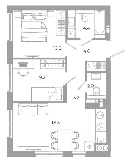 2-к кв. Астраханская область, Астрахань ул. Космонавтов, 18 с/1 (51.7 ... - Фото 0