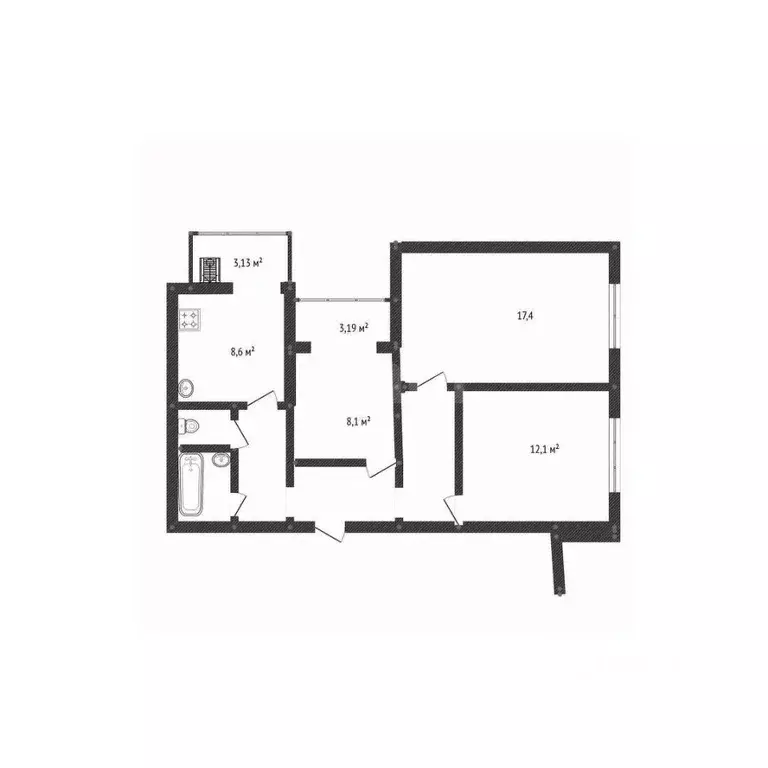 3-к кв. Белгородская область, Белгород бул. Юности, 27 (72.0 м) - Фото 2