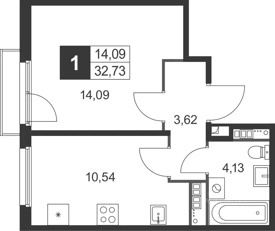 1-к кв. Ленинградская область, Гатчинский муниципальный округ, д. ... - Фото 1