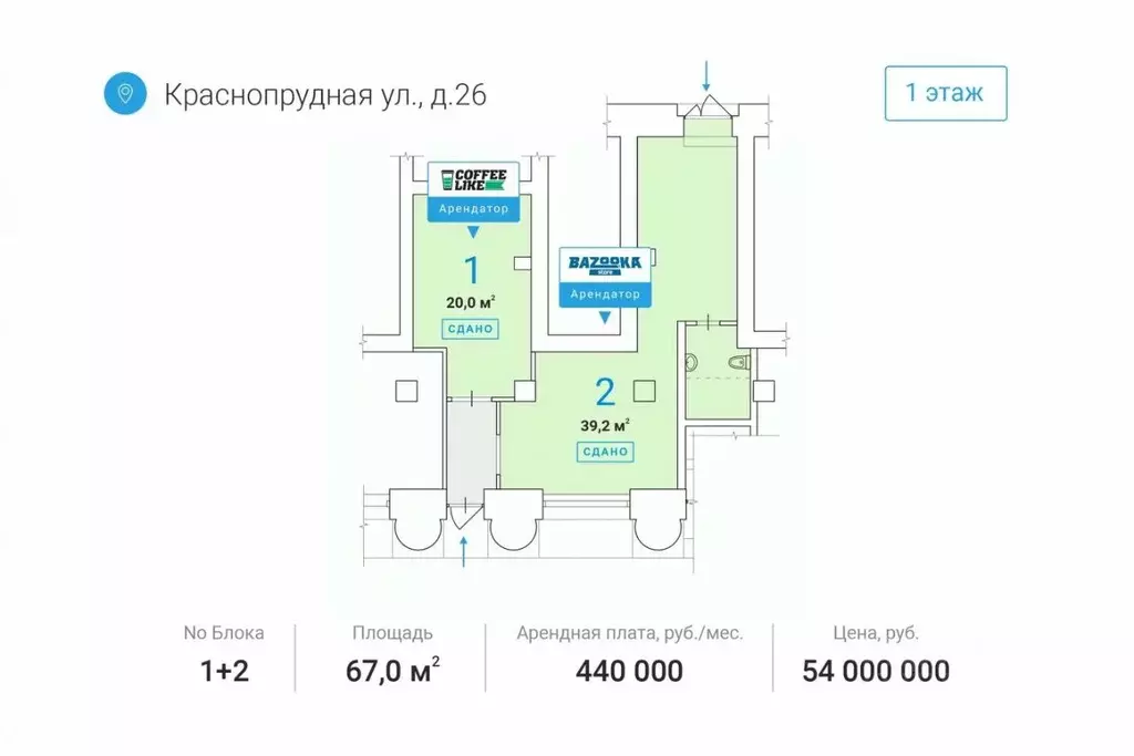 Торговая площадь в Москва Краснопрудная ул., 26 (67 м) - Фото 0