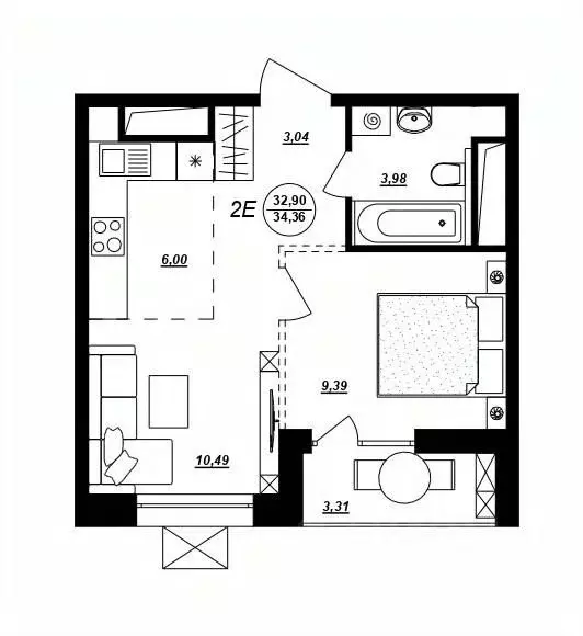 2-к кв. Хабаровский край, Хабаровск ул. Демьяна Бедного (34.36 м) - Фото 1