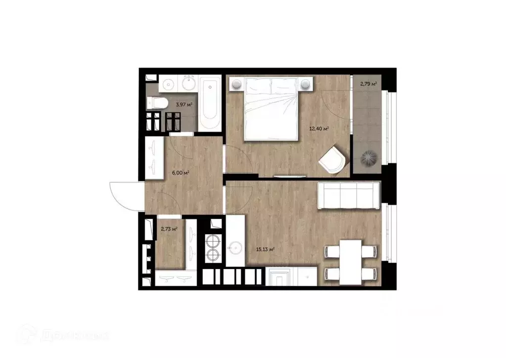 1-к кв. Рязанская область, Рязань Гражданская ул., 19 (41.63 м) - Фото 1