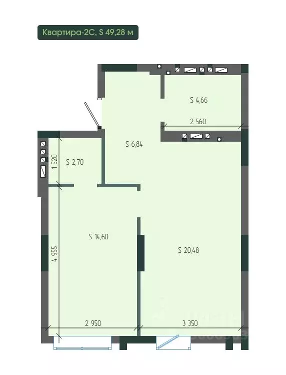 2-к кв. Кемеровская область, Новокузнецк просп. Курако, 32 (49.28 м) - Фото 0