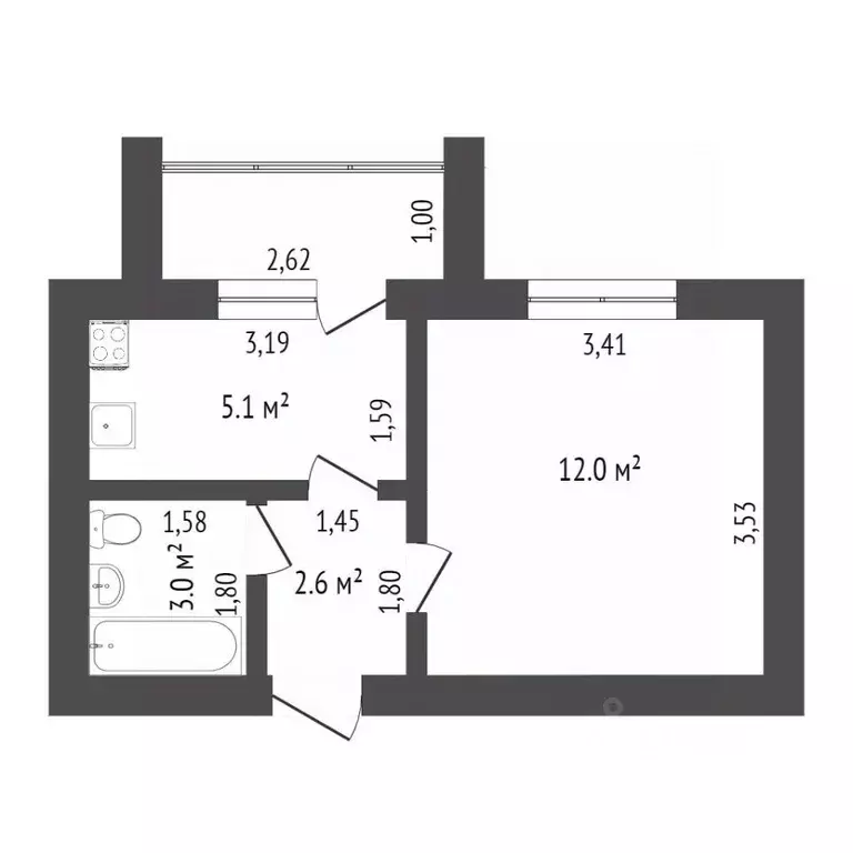 1-к кв. Брянская область, Брянск Шоссейная ул., 61 (24.2 м) - Фото 1