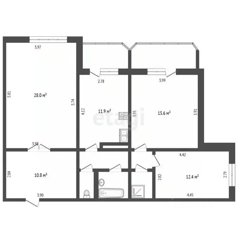 3-к кв. Челябинская область, Челябинск просп. Победы, 384А (82.6 м) - Фото 2