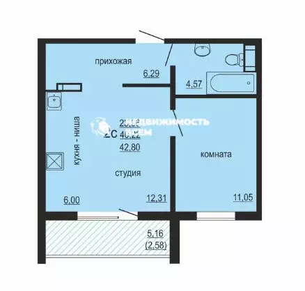 1-комнатная квартира: посёлок Западный, улица Дружбы, 3 (40.2 м) - Фото 1