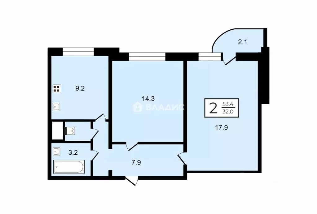 2-к кв. Москва Большая Марфинская ул., 1к4 (53.4 м) - Фото 2