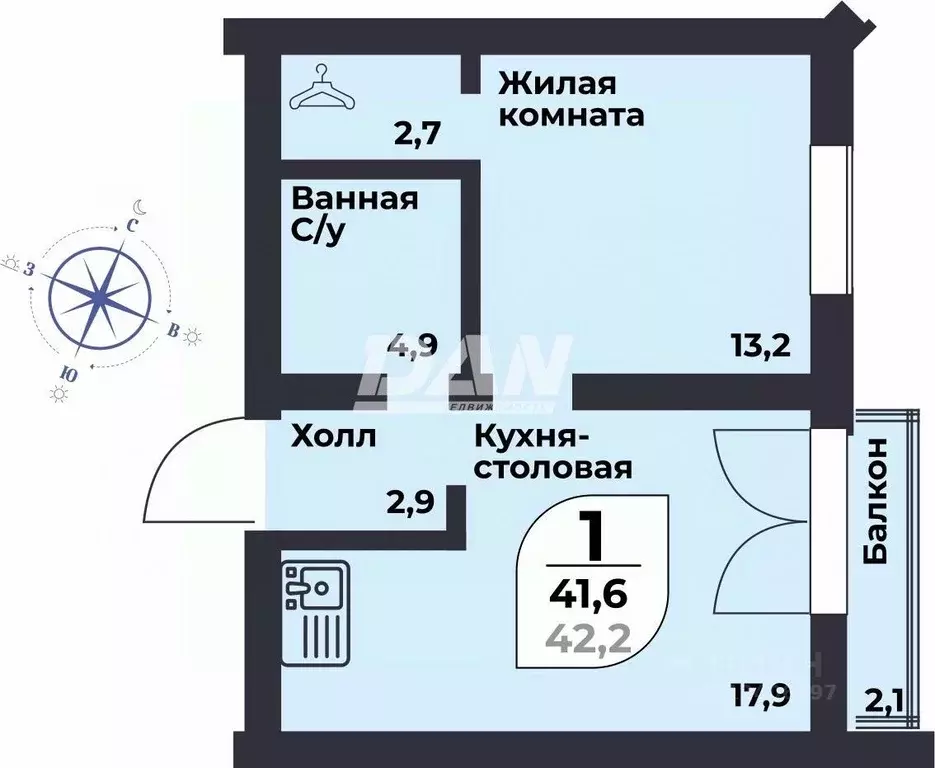 1-к кв. Челябинская область, Сосновский муниципальный округ, пос. ... - Фото 2