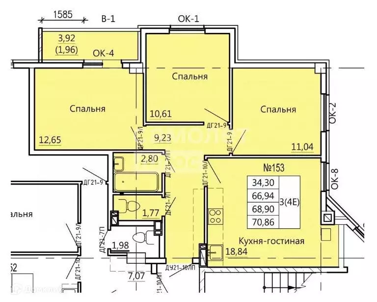 Продаётся 4-к квартира, 70.24 м - Фото 1