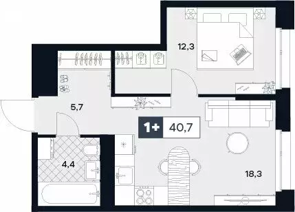 1-комнатная квартира: Москва, Лодочная улица, 27к2 (40.7 м) - Фото 0