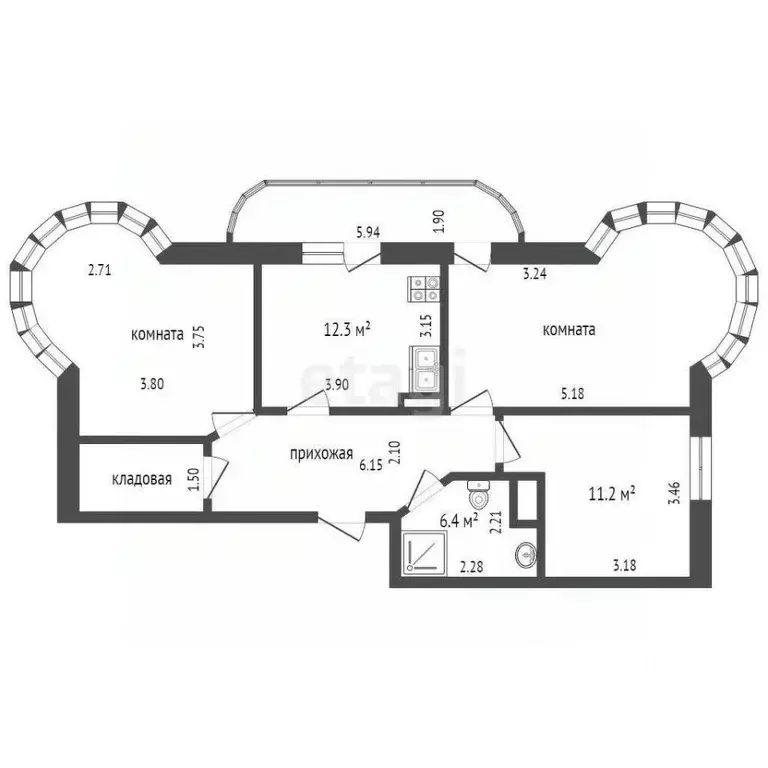 3-к кв. Ростовская область, Ростов-на-Дону Крыловской пер., 10 (90.0 ... - Фото 1