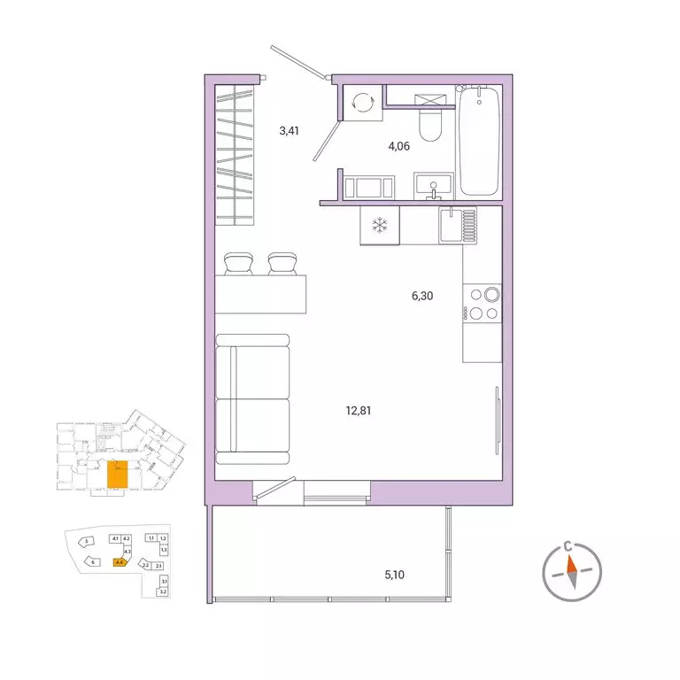 Квартира-студия: городской посёлок Янино-1, ЖК Янила Драйв (27.4 м) - Фото 1