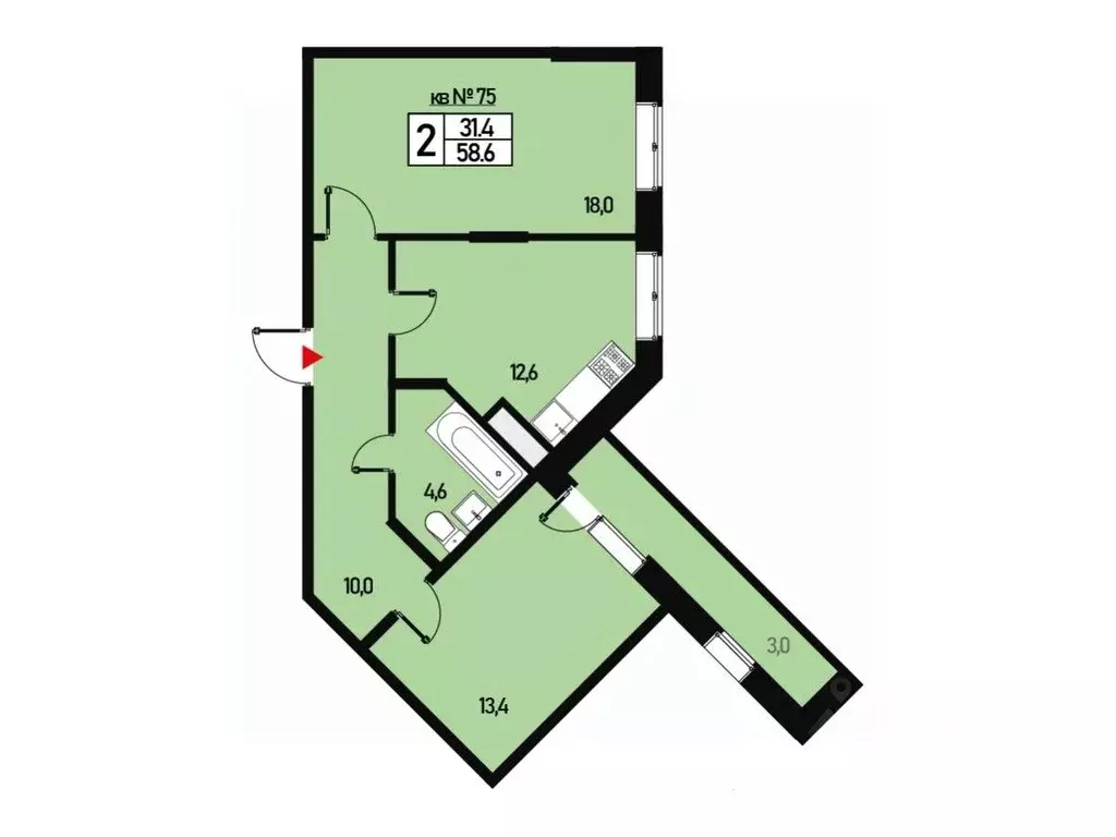 2-к кв. Москва ул. Генерала Донскова, 29к5 (58.0 м) - Фото 0