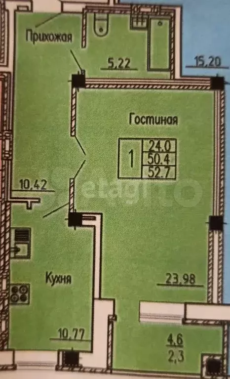 1-к. квартира, 52 м, 8/16 эт. - Фото 0