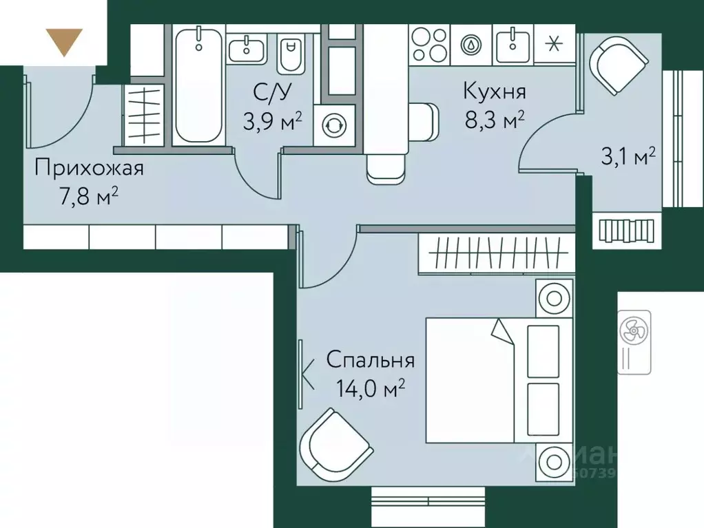 1-к кв. Волгоградская область, Волгоград Новосибирская ул., 74 (37.1 ... - Фото 1