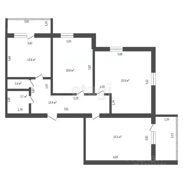 3-к кв. Амурская область, Благовещенск ул. Строителей, 68 (105.3 м) - Фото 1