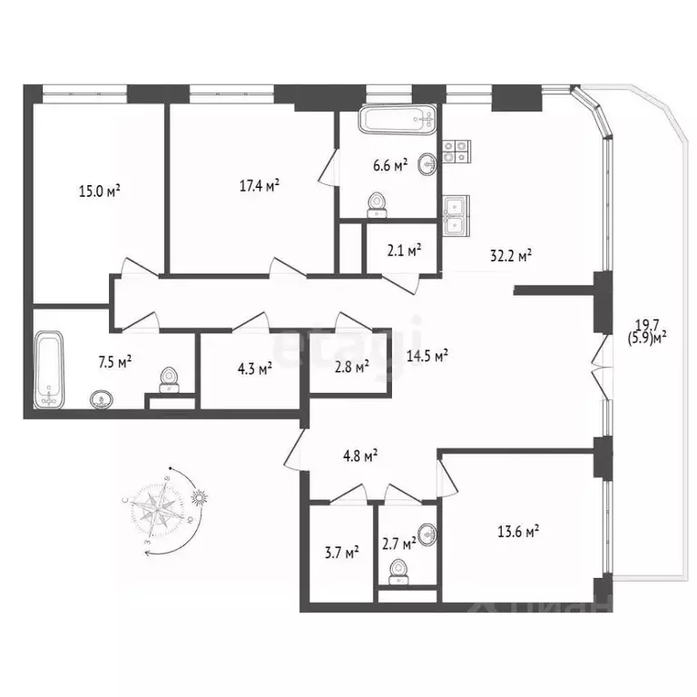 4-к кв. Москва ул. Нижние Мневники, 16к6 (134.2 м) - Фото 2
