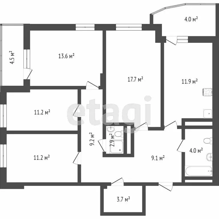 4-комнатная квартира: Тюмень, Суходольская улица, 18 (89 м) - Фото 1