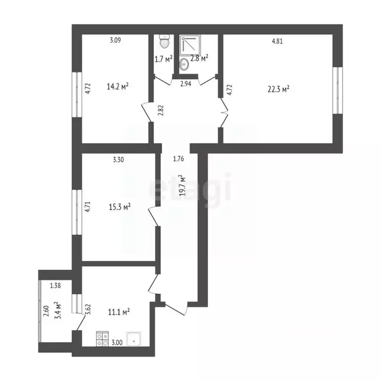 3-к кв. Башкортостан, Стерлитамак ул. Ивлева, 11А (87.1 м) - Фото 1