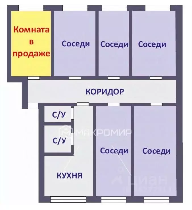 Комната Кировская область, Киров ул. Карла Маркса, 134 (10.4 м) - Фото 1