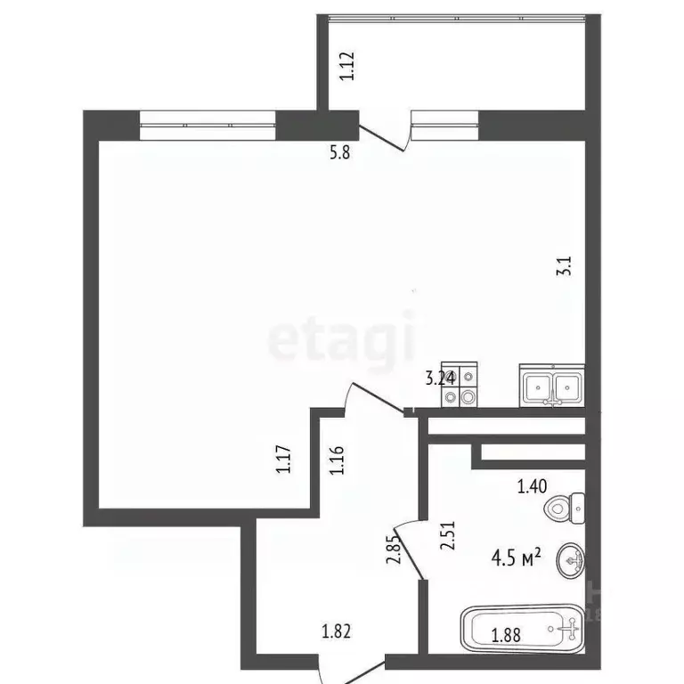 1-к кв. Самарская область, Самара проезд 4-й, 67А (30.2 м) - Фото 1