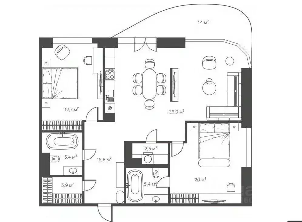 3-к кв. Москва ул. Нижние Мневники, 16к6 (122.0 м) - Фото 1