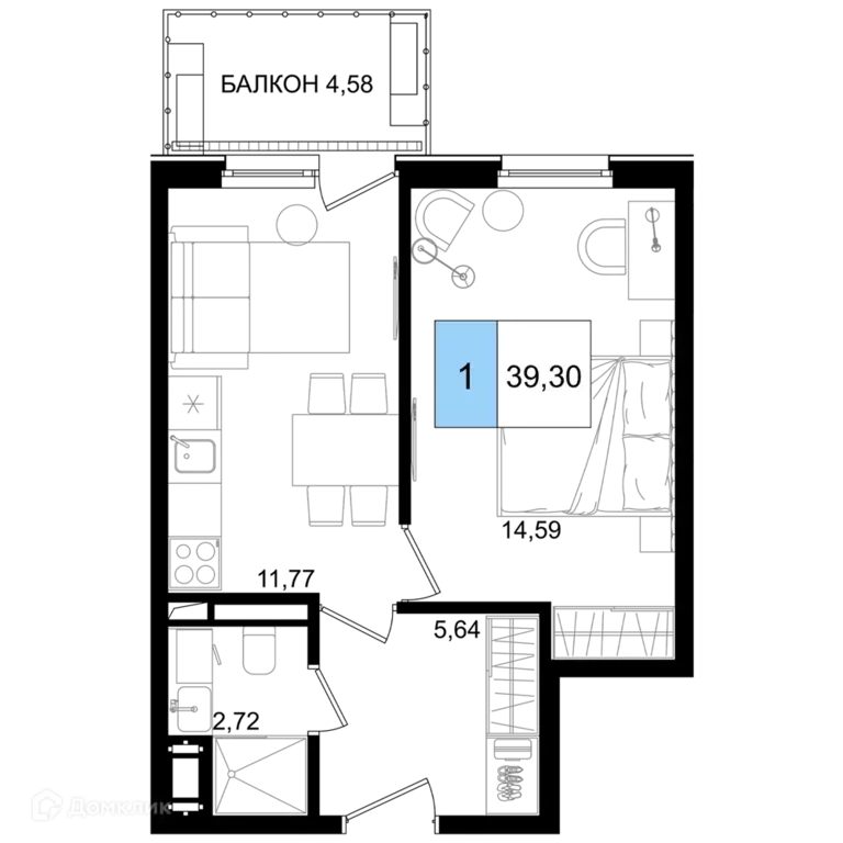 Продаётся 1-к квартира, 39.3 м - Фото 0