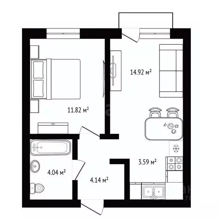 1-к кв. Новосибирская область, Кольцово рп, Ботаника мкр 6 (38.9 м) - Фото 1
