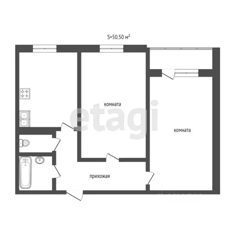 2-к кв. Тюменская область, Тюмень ул. Домостроителей, 36 (50.5 м) - Фото 1